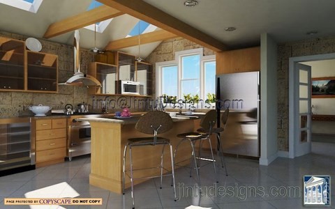 3d Interior Rendering - Contemporary Kitchen