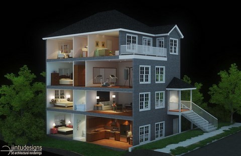  section rendering doll house